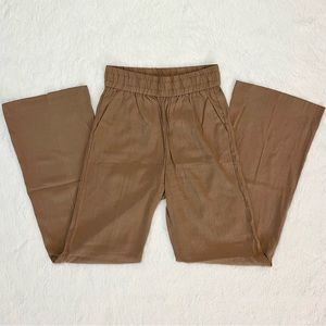 Tan Straight Leg Pull On Trousers